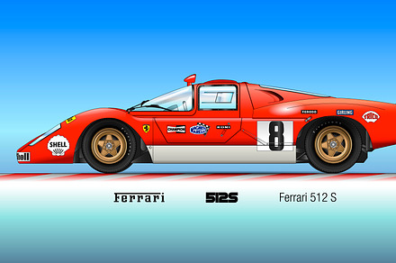 Ferrari 512 S sport car, 1970, a Sport Illustration by frizio