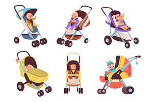 Children in pushchairs. Cartoon kids, a Person Illustration by Stock-Smart-Start