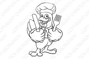 Chicken Chef Cartoon Rooster, an Animal Illustration by Christos Georghiou