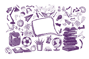 Welcome Back to school horizontal, an Education Illustration by Nenahliadava Design