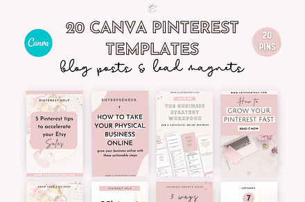 Canva Pinterest templates feminine, a Marketing Template by Cate Creates