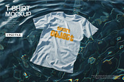 White T-Shirt Mockup on Water, a Shirt Mockup by zphotographystudio (Thumbnail 1 of 4)