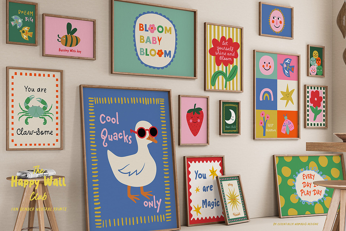 Happy Wall Vibrant Nursery Art Print, a Background Graphic by Essentially Nomadic (Photo 7 of 10)