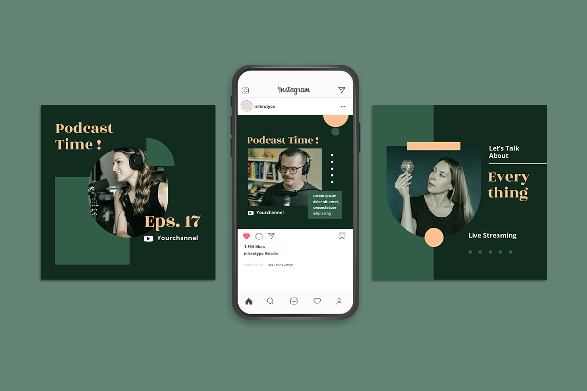 Podcast Instagram Post, a Social Media Template by MikroType Std (Photo 4 of 4)