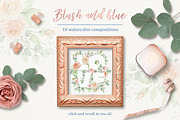 Blush and blue - watercolor clipart, a Decorative Illustration by long summer (Thumbnail 4 of 8)