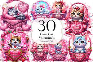 Cute Cat PNG Clipart Cat in Basket, an Animal Illustration by KennedyStudio