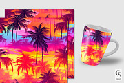 Tropical Summer Sunset Digital Paper, a Pattern Graphic by Creative Store (Thumbnail 2 of 4)