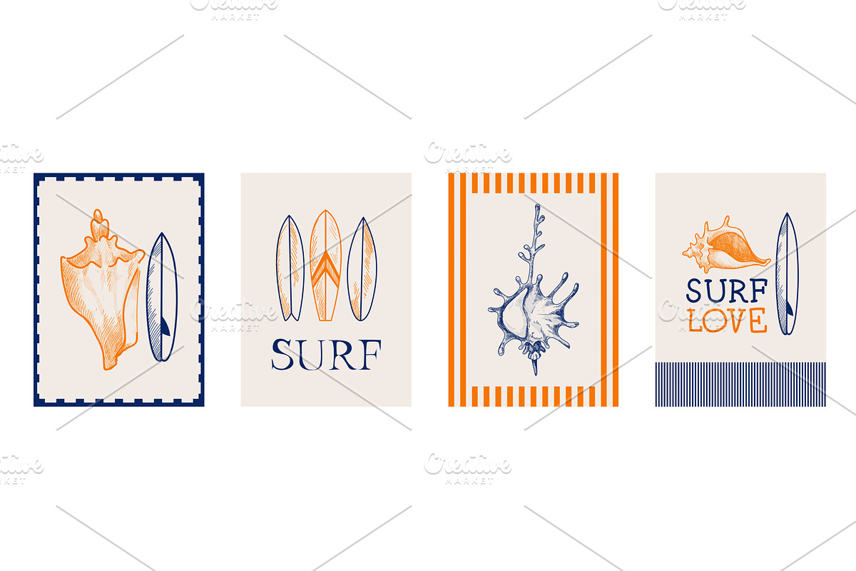 Vintage surf stamp, summer travel, an Illustration by art PVP - market