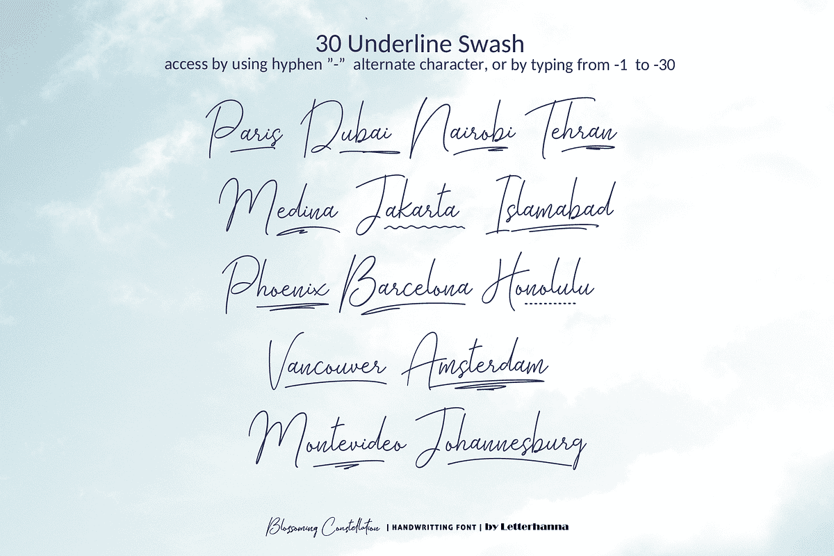 Blossoming Constellation Font, a Handwritten Font by Letterhanna Studio (Photo 3 of 13)
