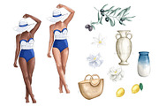 Santorini Greece Summer Clipart, an Illustration by Papaya Craft (Thumbnail 2 of 6)