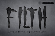 Filth AOE, a Font by Astigmatic (Thumbnail 1 of 6)