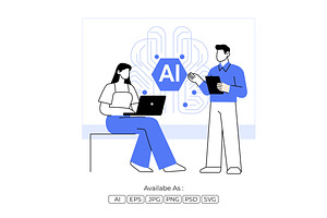 AI Team Collaboration & Data, a Technology Illustration by Partikusi Design