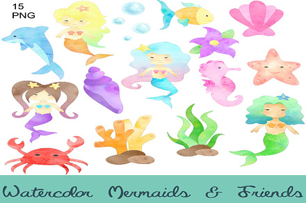 Mermaids & Friends Clip Art