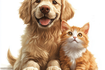 Golden Retriever Puppy and Ginger Ki, an Animal Photo by Pixeness