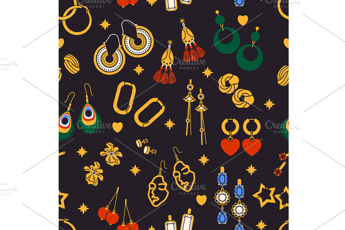 Cartoon jewelry seamless pattern, an Illustration by YummyBuum