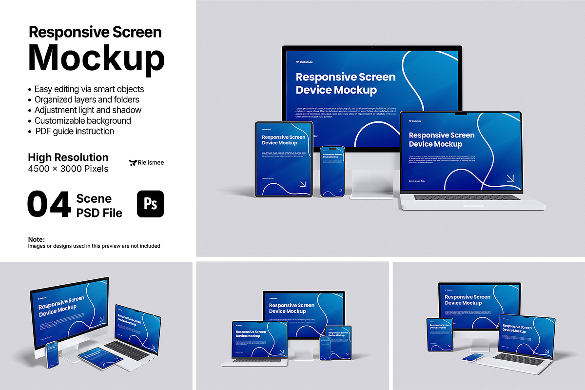 Responsive Screen Device Mockup, a Wearable Device Mockup by Rielismee (Photo 1 of 5)
