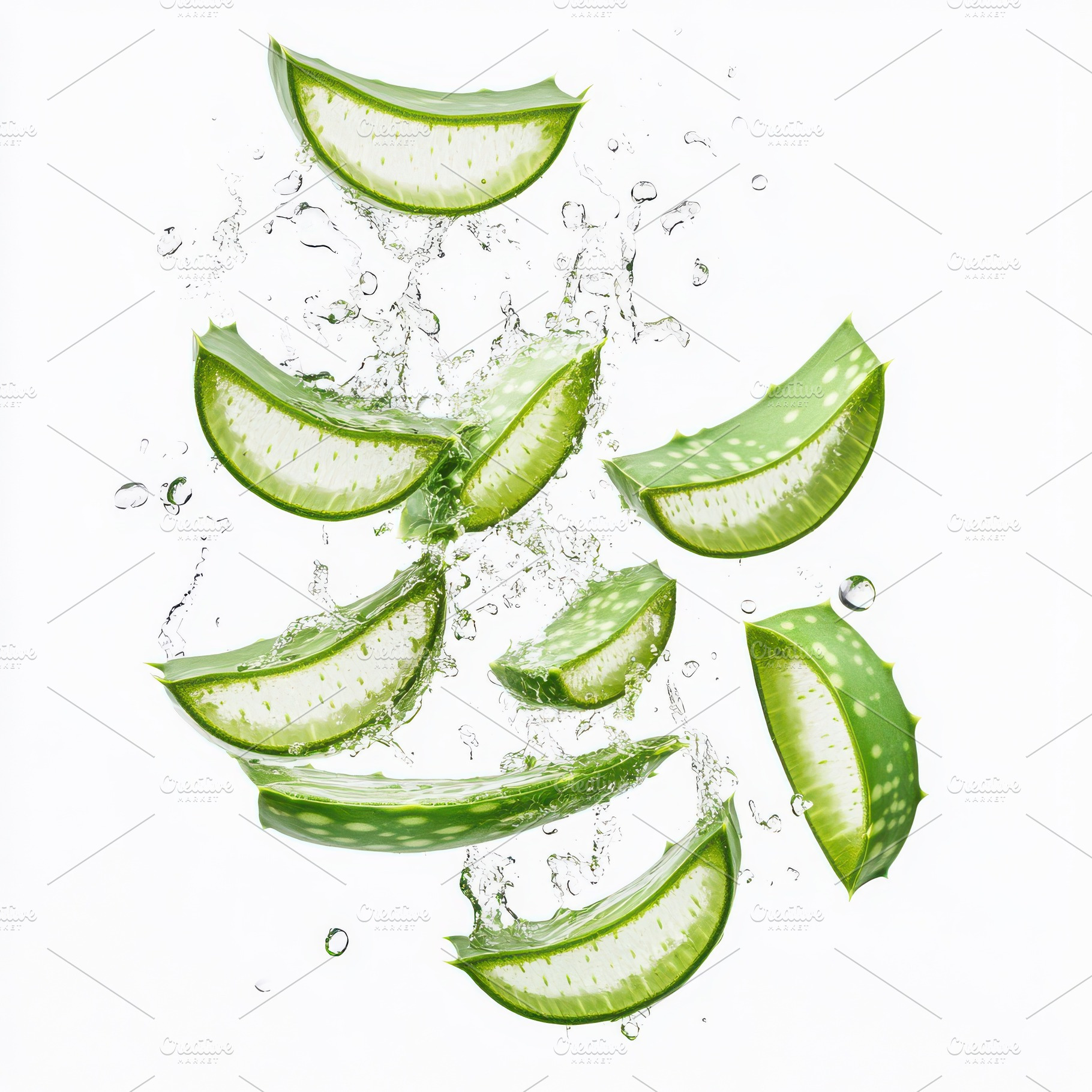 Fresh cut of aloe Vera leaf slices f, a Food & Drink Photo by Pixeness Studio