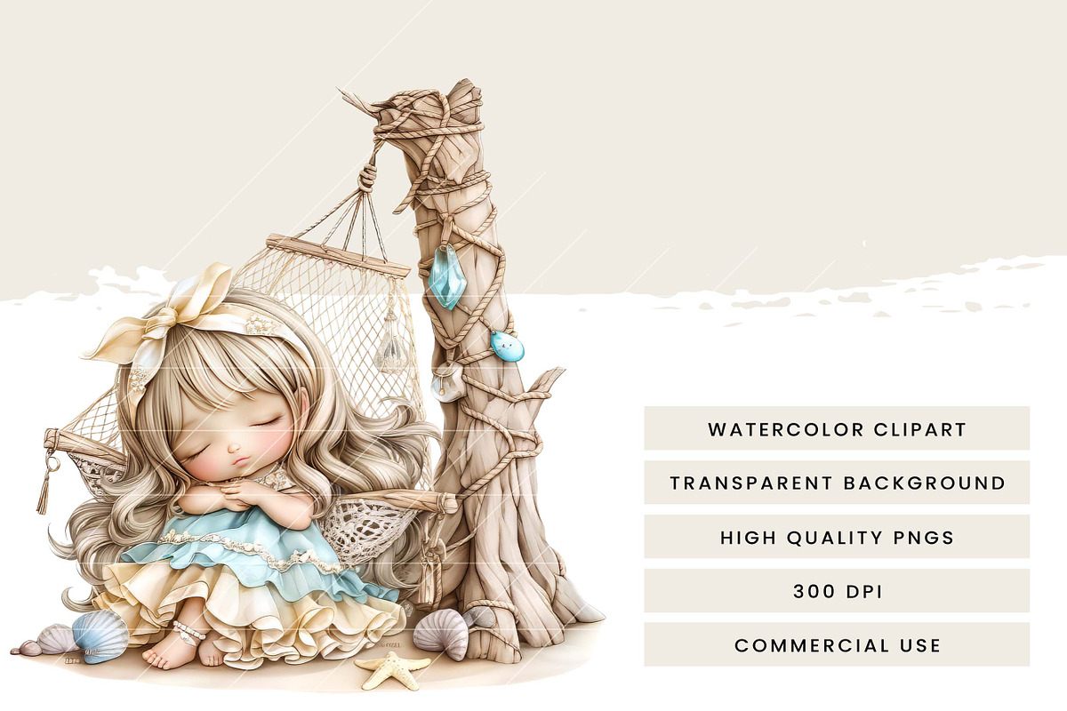 Whimsical Cute Beach Girl Clipart, a Person Illustration by Design Scotch (Photo 6 of 7)