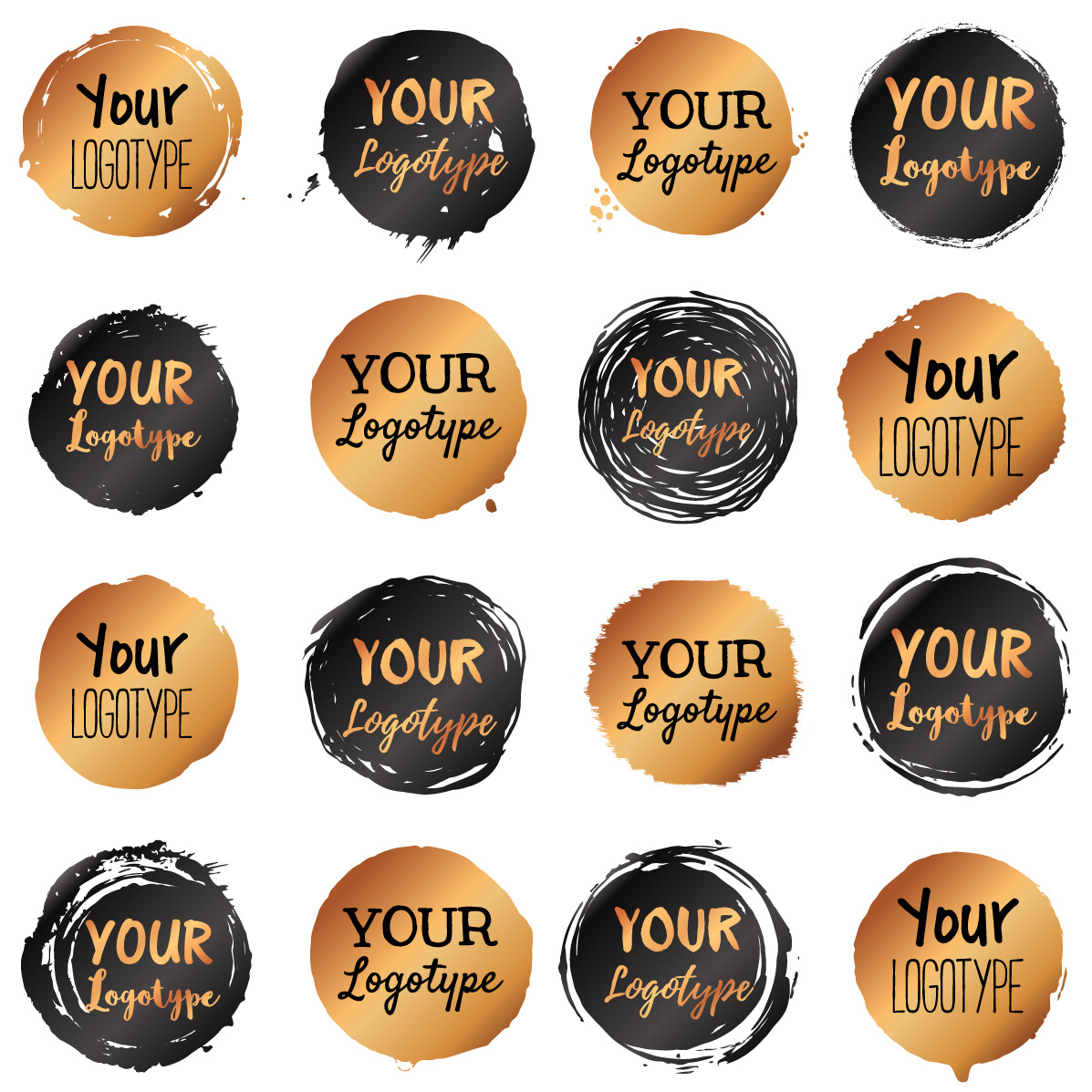 Vector set of grunge circle logo, a Decorative Illustration by Drum-magic