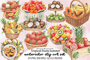 Watercolor Tropical Fruits Summer C, an Illustration by SVGArt (Thumbnail 1 of 9)