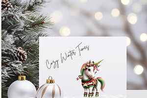 WHIMSICAL CHRISTMAS UNICORNS CLIPART