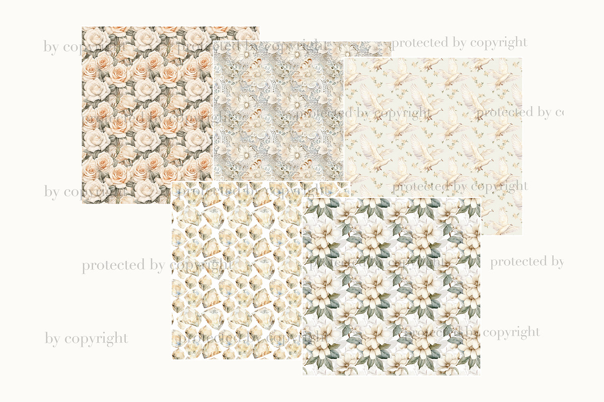 Watercolor Wedding Digital Paper, a Pattern Graphic by GlamArtZhanna (Photo 3 of 3)