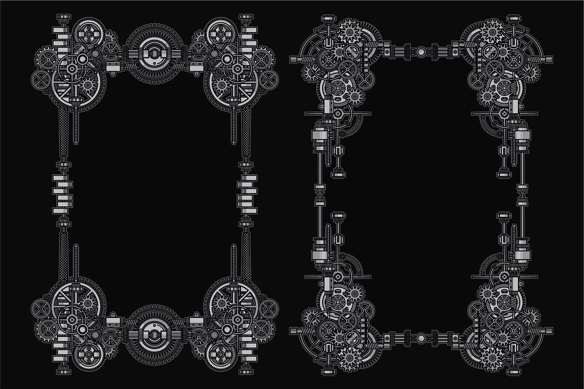 12 Premium Steampunk Poster Borders, a Background Graphic by the-sastra (Photo 5 of 7)