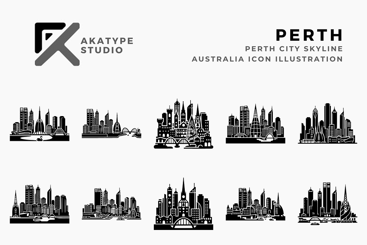 Perth Skyline Icons, a Solid Icon by Akatype Studio (Photo 1 of 3)