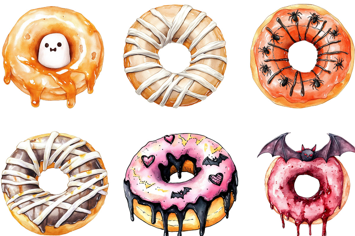 Donut Clipart Halloween Donut, an Illustration by CraftArtStudio (Photo 2 of 6)