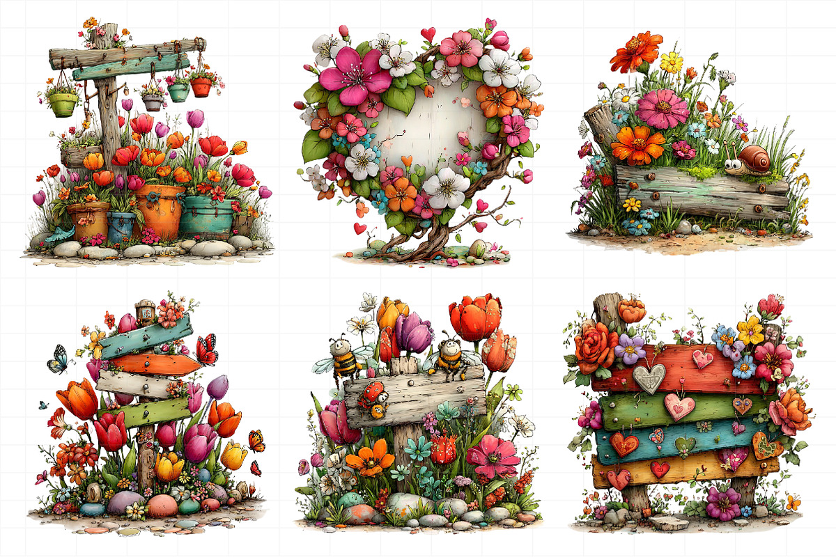 Whimsical Spring Signpost Clipart, an Illustration by Daily.Designs (Photo 8 of 8)