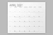 Minimalist Calendar 2027 (MP048-27S), a Stationery Template by mikhailmorosin (Thumbnail 3 of 6)