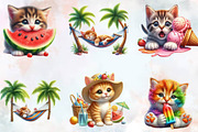 Watercolor Cute Summer Kittens Clip, an Illustration by SVGArt (Thumbnail 3 of 8)