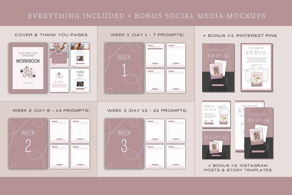 Self-Love Challenge Workbook | Canva, a Magazine Template by Designs by Darowan (Photo 7 of 10)