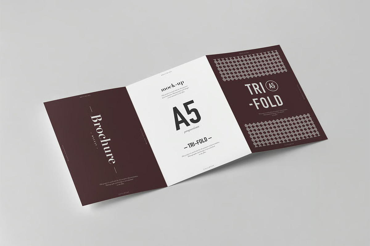Tri-Fold A5 Brochure Mock-up, an Advertising Mockup by zippypixelstudio (Photo 7 of 9)
