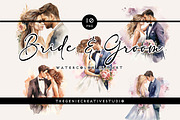 Watercolor Bride & Groom PNG Clipart, a Person Illustration by Geniecreativestudio (Thumbnail 1 of 9)