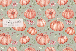 Watercolor Pumpkins Seamless Pattern