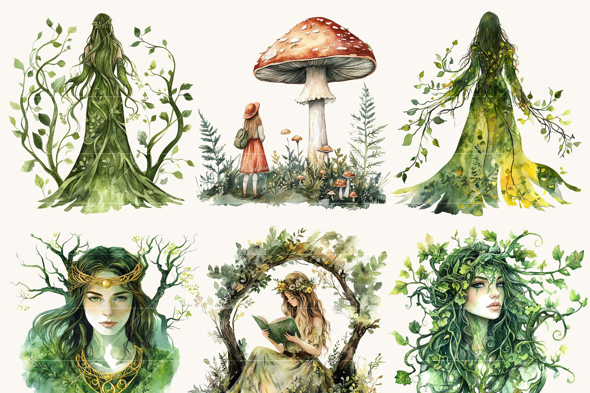 Watercolor Thorn wood Clipart Bundle, a Decorative Illustration by BusyDaydesign (Photo 2 of 9)
