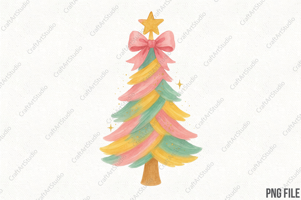 Preppy Brushstroke Christmas Tree, an Illustration by CraftArtStudio (Photo 1 of 4)