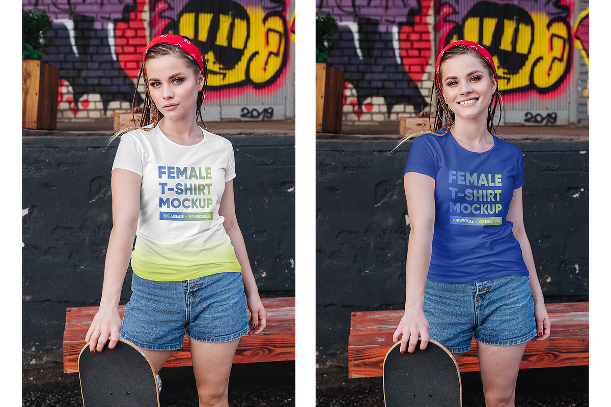 Female T-Shirt in City PSD Mockups, a Shirt Mockup by Hi, Mock-Up! (Photo 4 of 9)