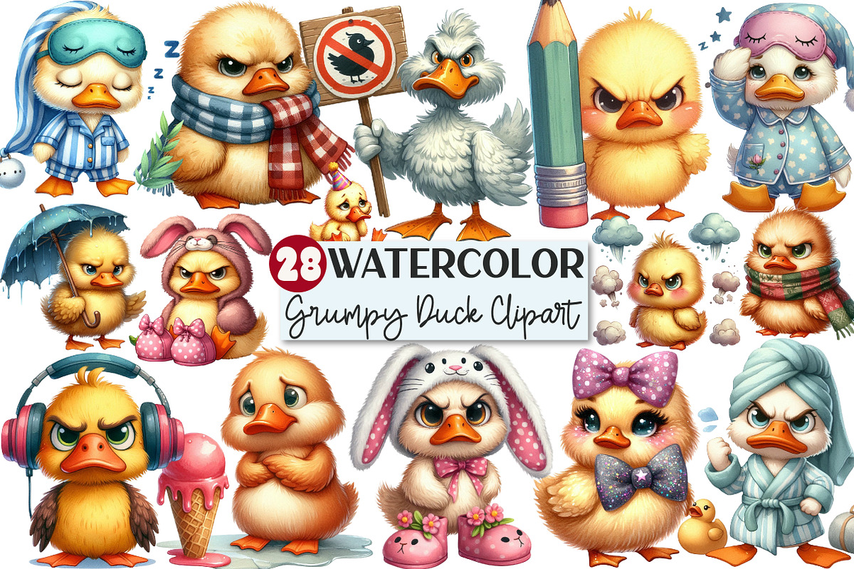 Quirky Grumpy Duck Clipart, an Illustration by Rose Art (Photo 1 of 7)