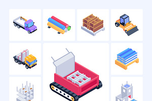 Mining Machinery Isometric Icons