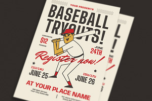 Retro Baseball Tryout Event Flyer