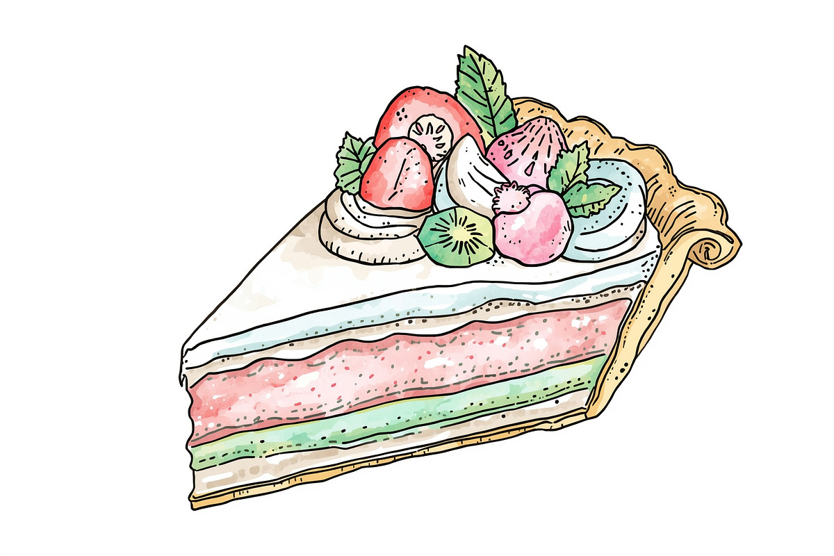 Watercolor Cakes & Pies Set, an Illustration by hafijul (Photo 6 of 11)