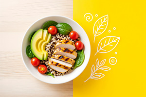 Healthy buddha bowl, a Photo by rarrarorro
