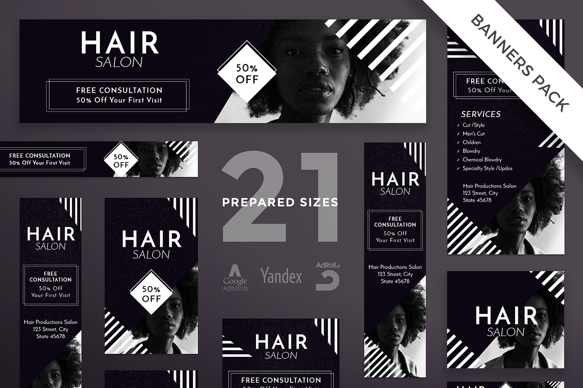 Banners Pack | Hair Salon, a Templates & Theme by Amber Graphics (Photo 1 of 3)