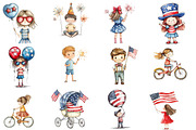 4th of July Watercolor - Kids, an Illustration by Designworld (Thumbnail 4 of 5)
