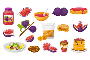 Fig desserts. Sweet fig fruits and, a Food Illustration by Valerie Bodnar