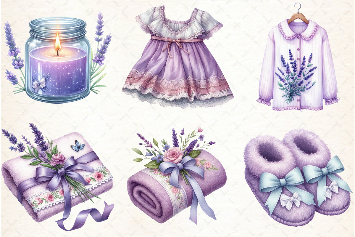 Lavender Pajama Party Spa Day Clipar, an Illustration by Libby Wishes (Photo 7 of 7)