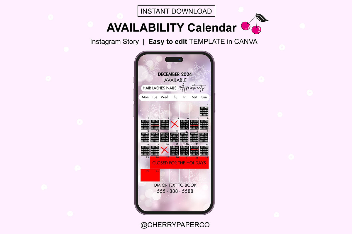 Instagram Story Calendar - DECEMBER, a Social Media Template by Cherry Paper Co (Photo 2 of 2)