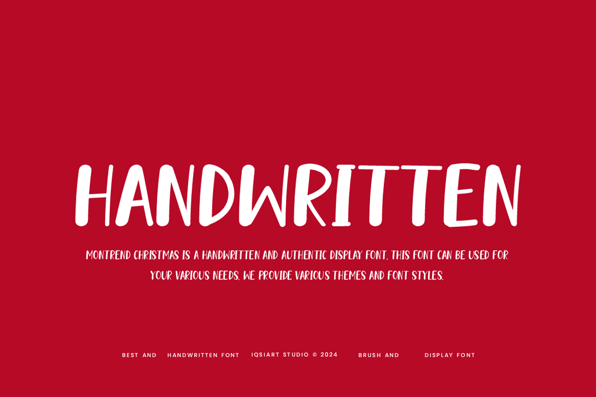 Montrend Christmas Font, a Handwritten Font by Iqsiart Studio (Photo 3 of 6)